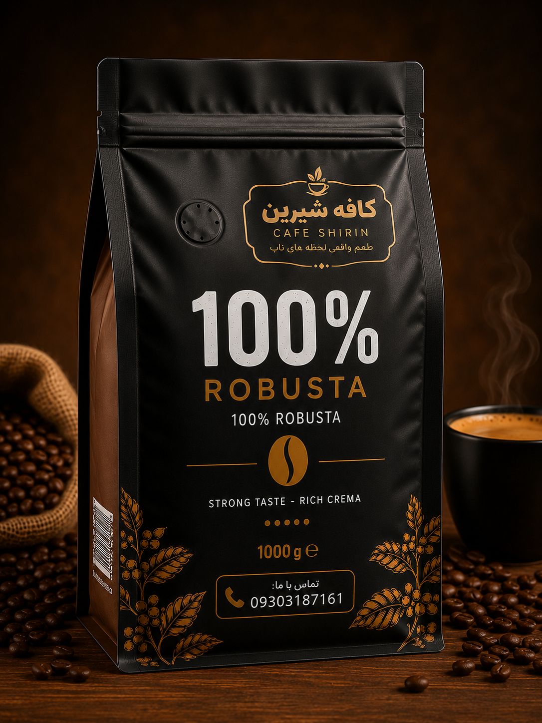 قهوه 100 درصد روبستا فول کافئین 1000 گرم